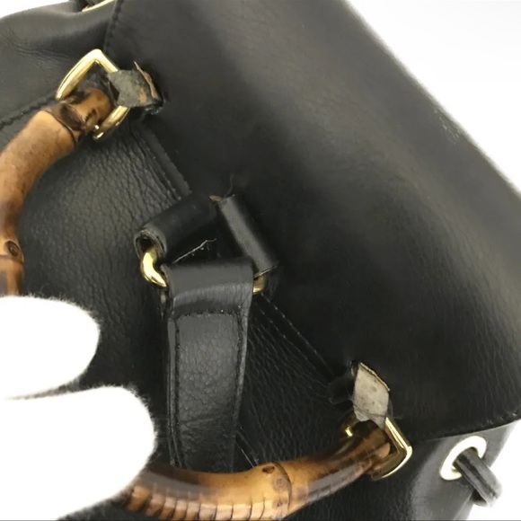 GUCCI Small Bamboo Handle Black Leather Back Pack: A STUNNER! - Picture 4 of 11